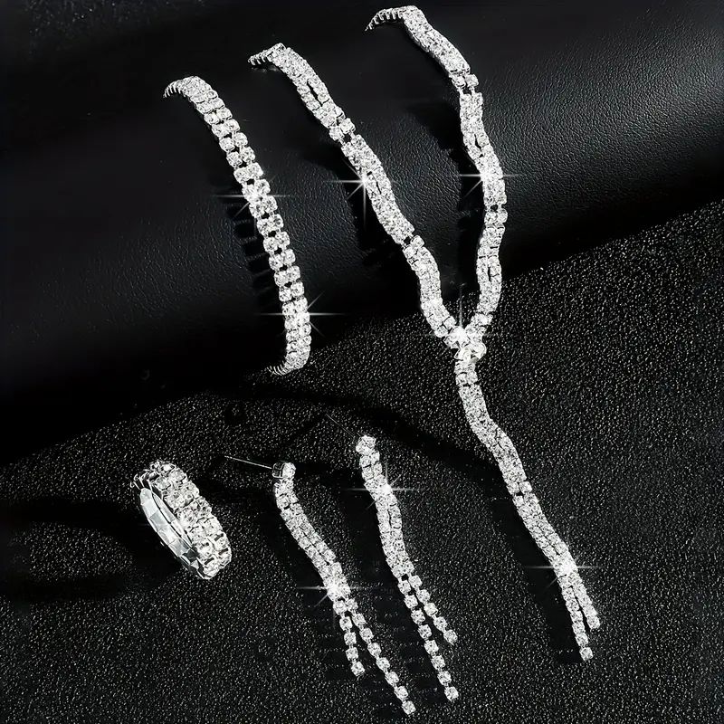 4pcs Σετ Κολιέ - Δαχτυλίδι & Βραχιόλι με Λίθους - Image 3