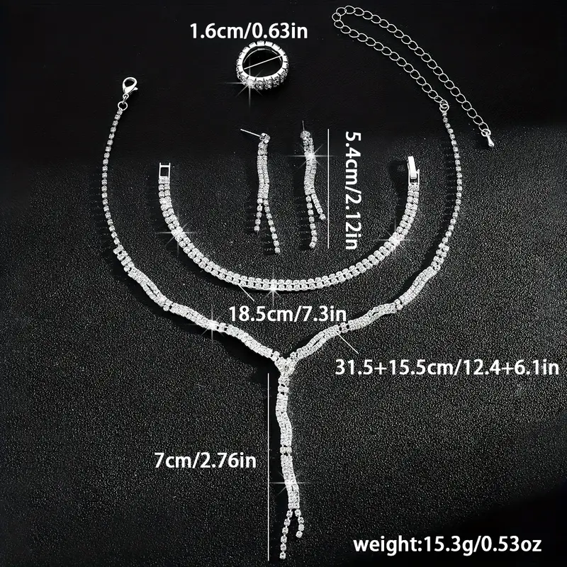 4pcs Σετ Κολιέ - Δαχτυλίδι & Βραχιόλι με Λίθους - Image 4