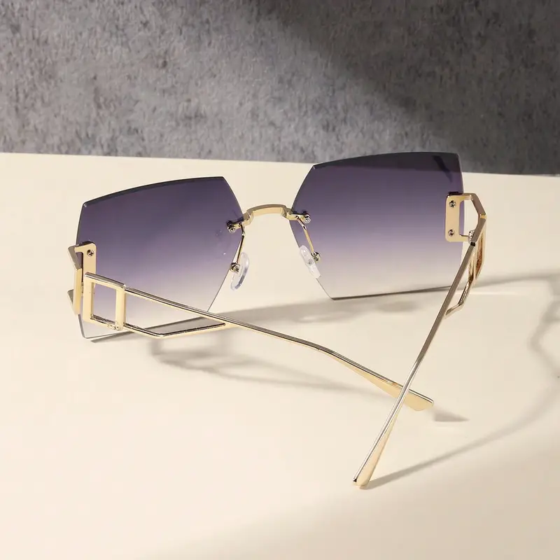Γυαλιά γκρι με μεταλλικό σκελετό Rimless Μεγάλο τετράγωνο - Image 4