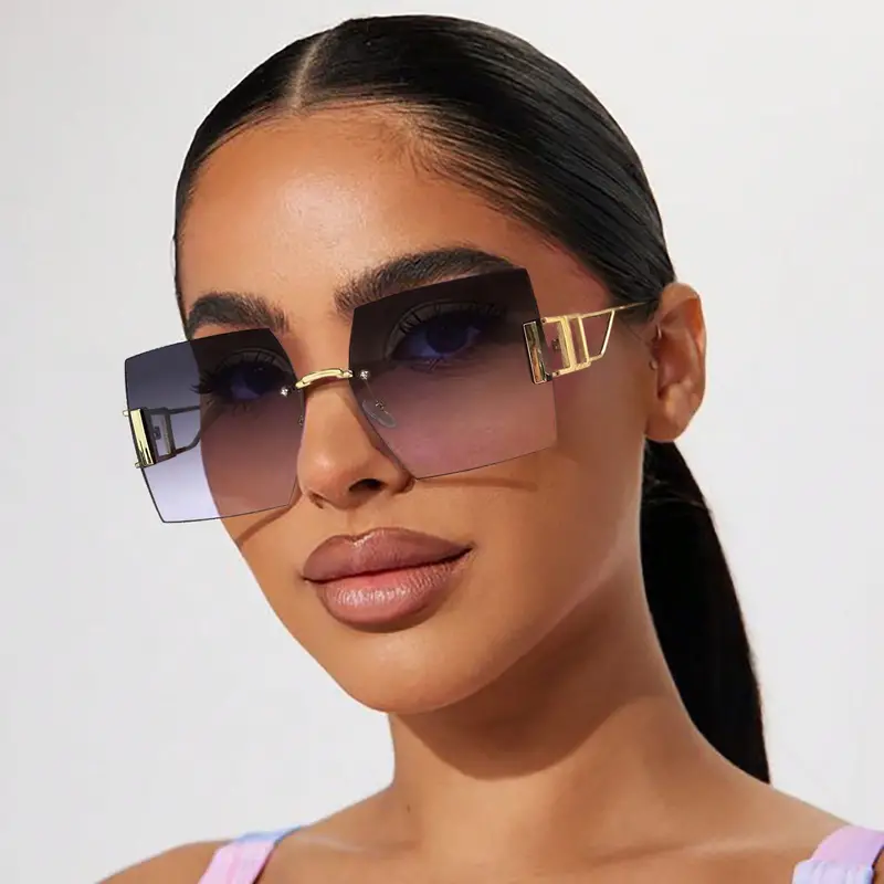 Γυαλιά γκρι με μεταλλικό σκελετό Rimless Μεγάλο τετράγωνο