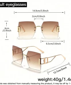 Alternative view of Γυαλιά μπεζ με μεταλλικό σκελετό Rimless Μεγάλο τετράγωνο