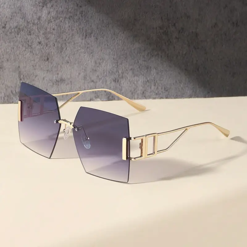 Γυαλιά γκρι με μεταλλικό σκελετό Rimless Μεγάλο τετράγωνο - Image 2
