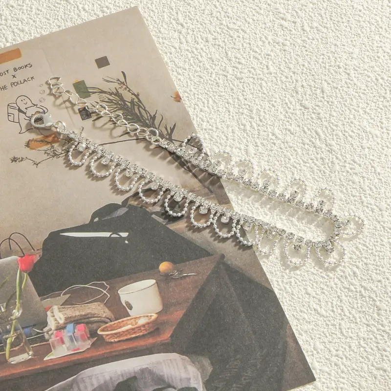 Δαντελένιο βραχιόλι ποδιού Vintage στυλ με στρας - Image 2