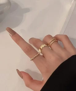 3pcs Δαχτυλίδια Γυναικεία με Σχέδιο Μίας Λέξης GOLD
