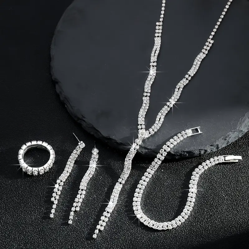 4pcs Σετ Κολιέ - Δαχτυλίδι & Βραχιόλι με Λίθους - Image 2