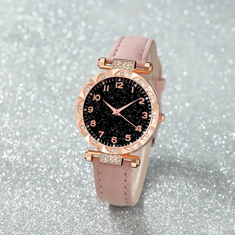 1 Γυναικείο Στρογγυλό Ρολόι Quartz και 5 Κοσμήματα - Image 2