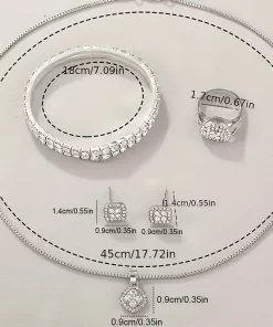 Alternative view of 7τεμ. Πολυτελές Σετ Κοσμημάτων Γυναικών, Ασημένιο Ρολόι Κουαρτζ με Κορδέλα, Σκουλαρίκια και Βραχιόλι, Ρωμαϊκά Ψηφία (GOLD)