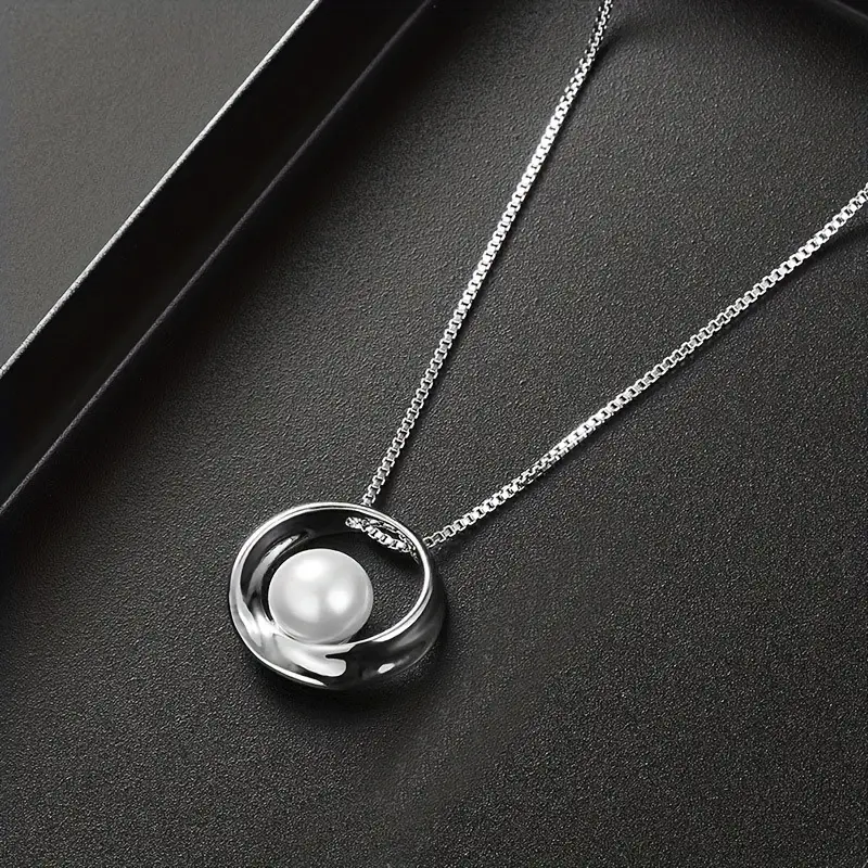 Σετ κοσμημάτων Silver, μαργαριτάρι με κρεμαστό κολιέ & καρφιά σκουλαρίκια - Image 4