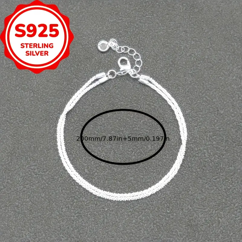 Αλυσιδα ποδιού Εlegant S925 Sterling Silvery Double Layer Anklet - Image 3