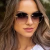 Μεγάλα τετράγωνα γυαλιά χωρίς στεφάνη (Goldenframe gradient gray lens)