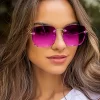 Μεγάλα τετράγωνα γυαλιά χωρίς στεφάνη (Double Pink)