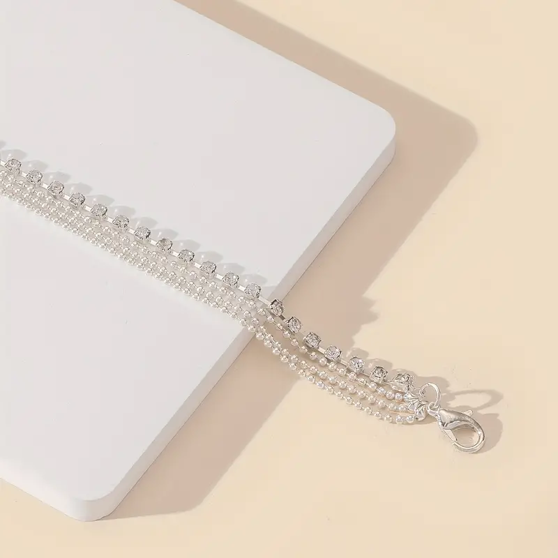 Αλυσίδα αστραγάλου Bling Bling με λεπτή αλυσίδα και στρας - Image 2