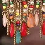 Alternative view of Bohemia Style Colorful Long Beaded Waterdrop Dangle Earring - Κόκκινο