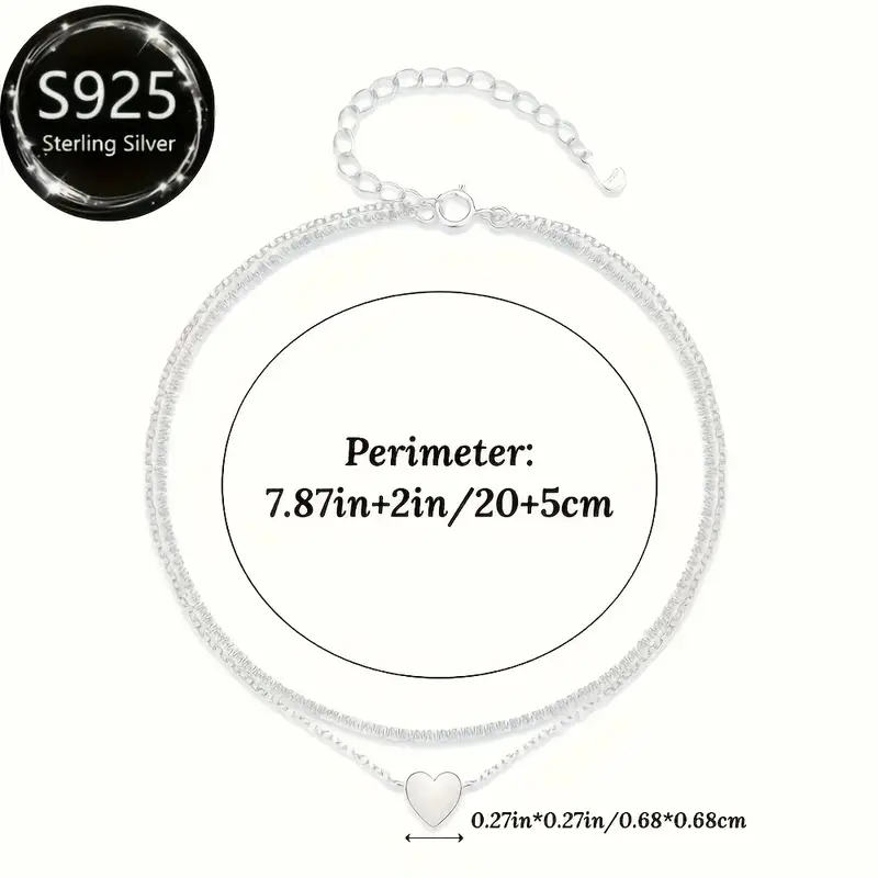 S925 διπλη αλυσιδα Καρδιά - Image 2