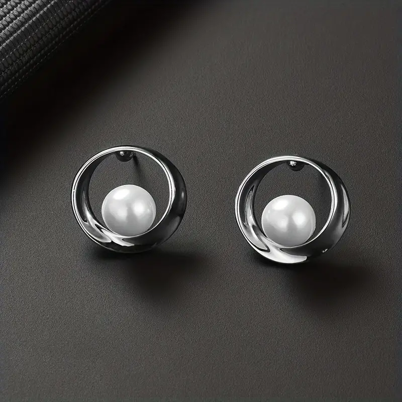 Σετ κοσμημάτων Silver, μαργαριτάρι με κρεμαστό κολιέ & καρφιά σκουλαρίκια - Image 3