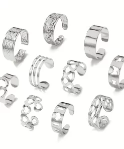Alternative view of 10τμχ Σετ Silver Γεωμετρικό Δαχτυλίδι Ποδιών Summer Foot Ring