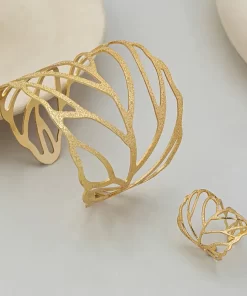 Alternative view of Σικάτο Βιντάζ Gold Σετ Κοσμημάτων με Σχέδιο Φύλλου 2 τεμ.